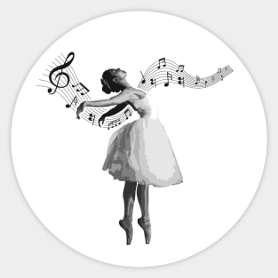 Ballerina Dancer, Black & White Sticker